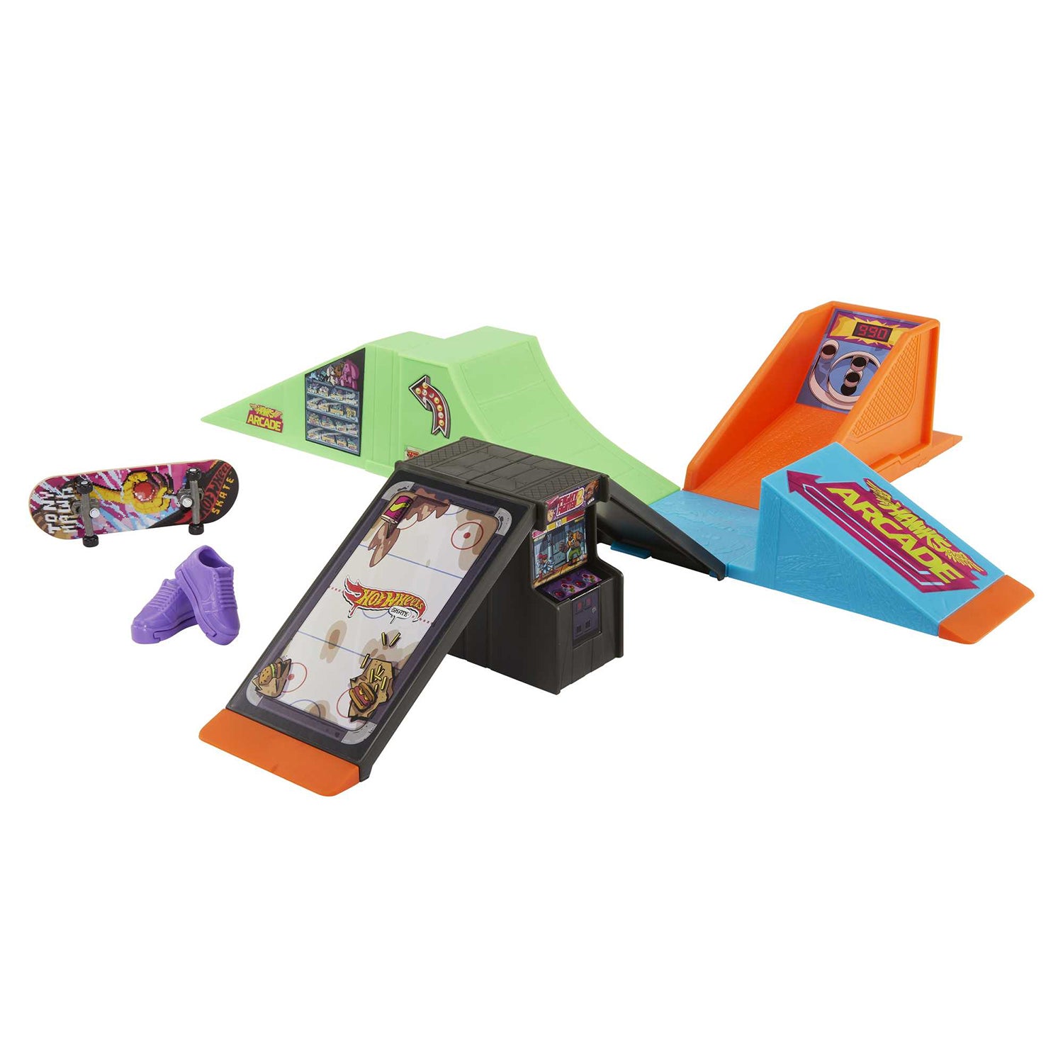 MATTEL - Hot Wheels Skate Arcade Skatepark Set - Con Fingerboard Firmato Tony Hawk + Scarpine